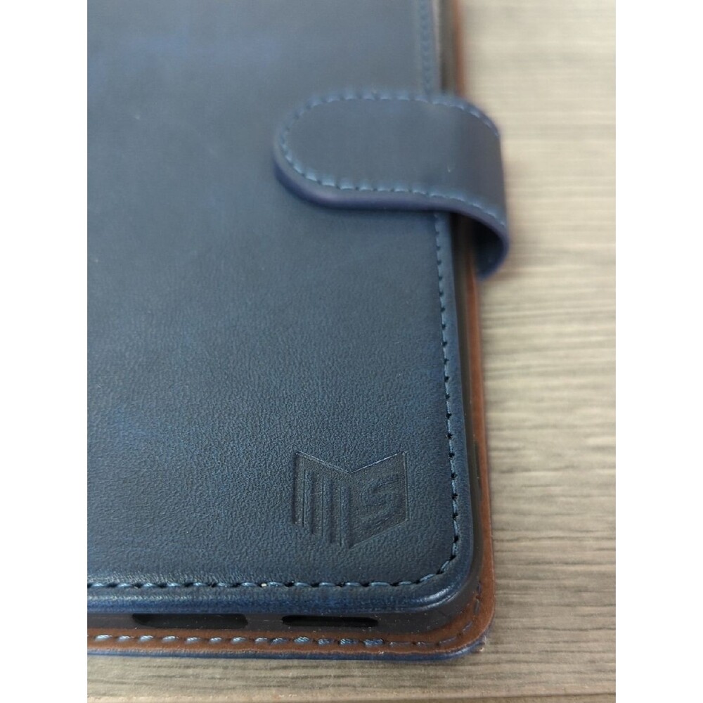 Samsung S25 Wallet Case Navy PU Leather - Picture 2 of 4